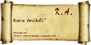 Kara Anikó névjegykártya