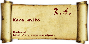 Kara Anikó névjegykártya